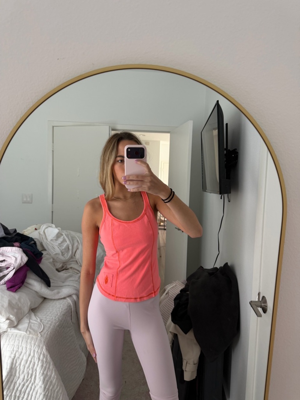 FP Movement by Free People Neon Coral Racerback Tank Top